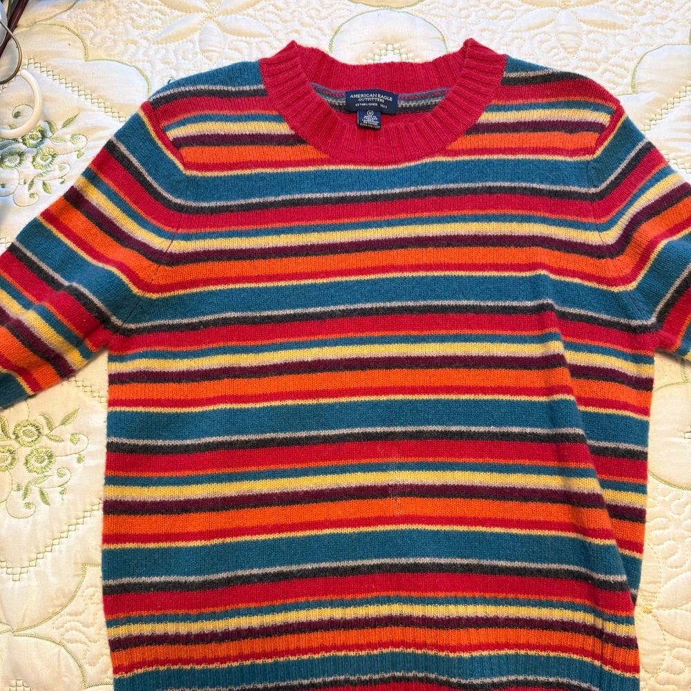 Y2K American Eagle Outfitters Red and Orange Crewneck Sweater